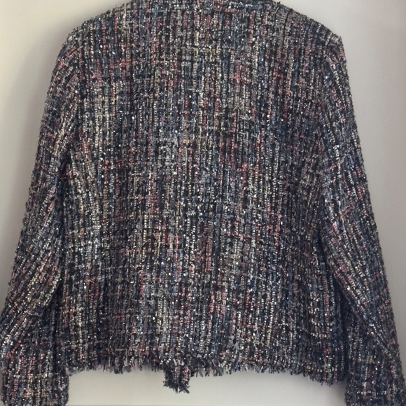 CeCe tweed jacket size 14 elegant multicolor and sparkle zip from blazer - Picture 2 of 7